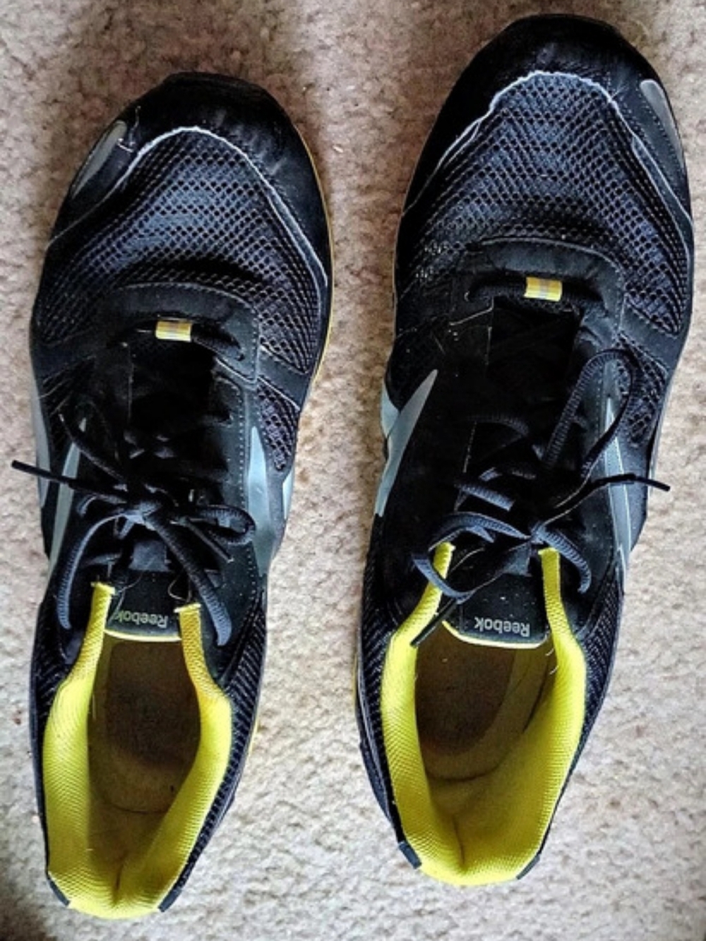 Reebok ZigTech Black Neon Yellow Athletic Running Shoes Size 13